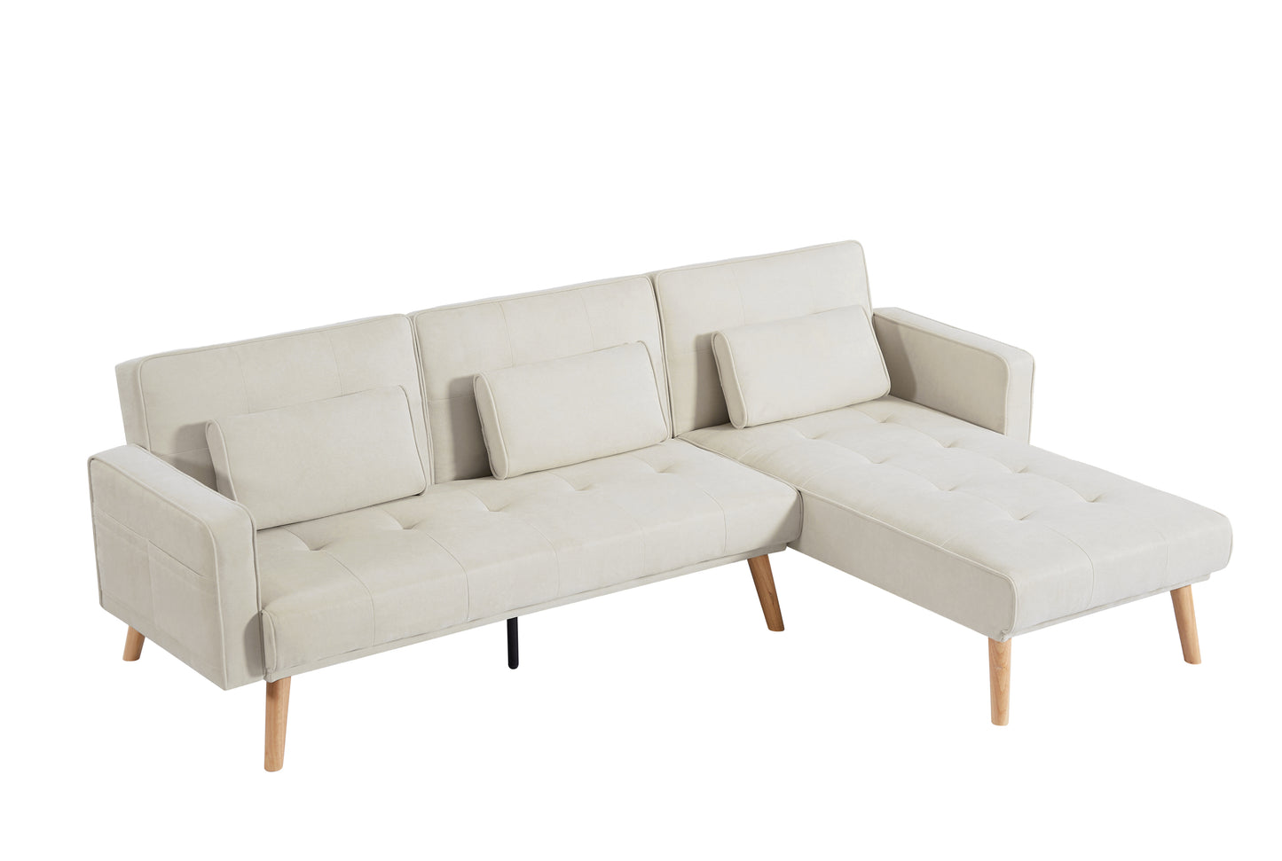 Convertible Sectional Sofa sleeper, Right Facing L-shaped Sofa Counch For Living Room- Chaise