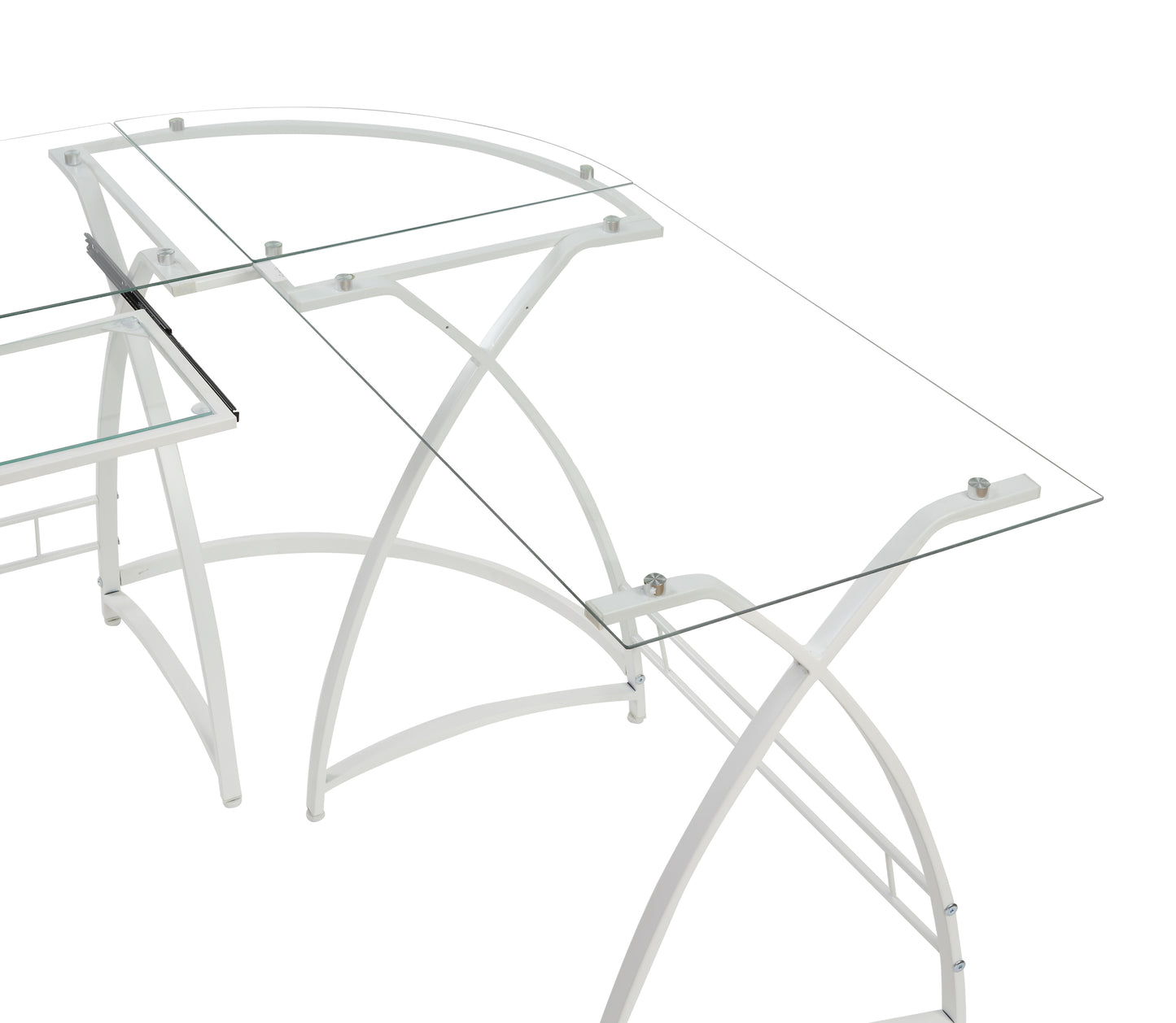 Modern Glass and White L-Shape Computer Desk by Dazenus