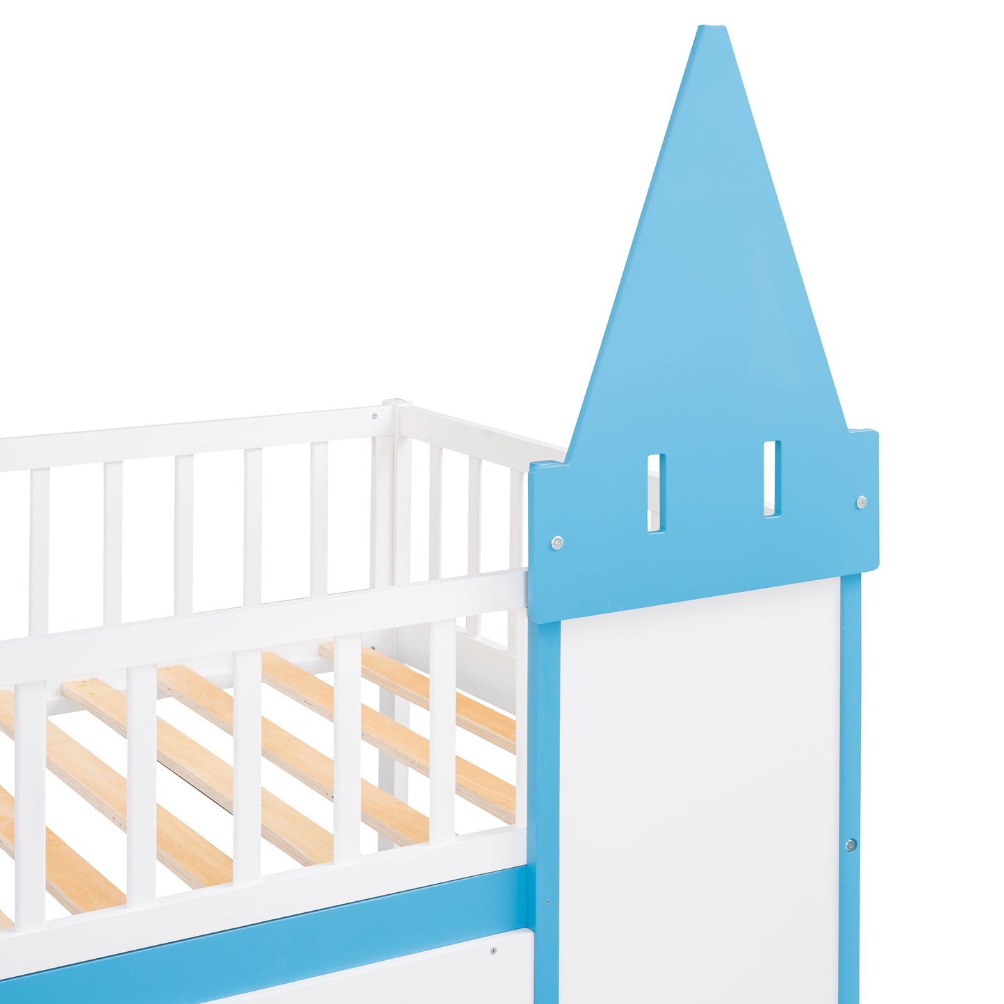 Blue Castle Bunk Bed with Ladder for Children