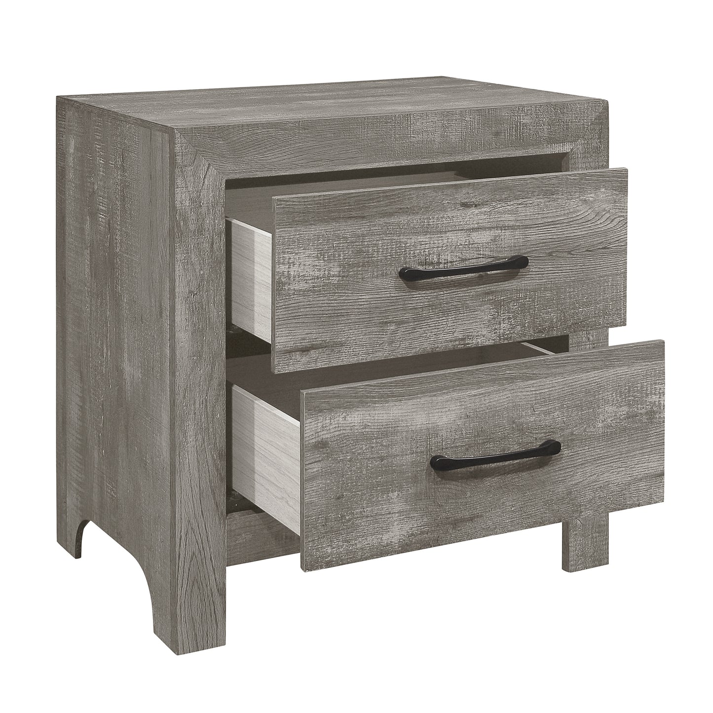 Rustic Style Gray Finish 1pc Nightstand of 2x Drawers Transitional Design Bedroom Furniture