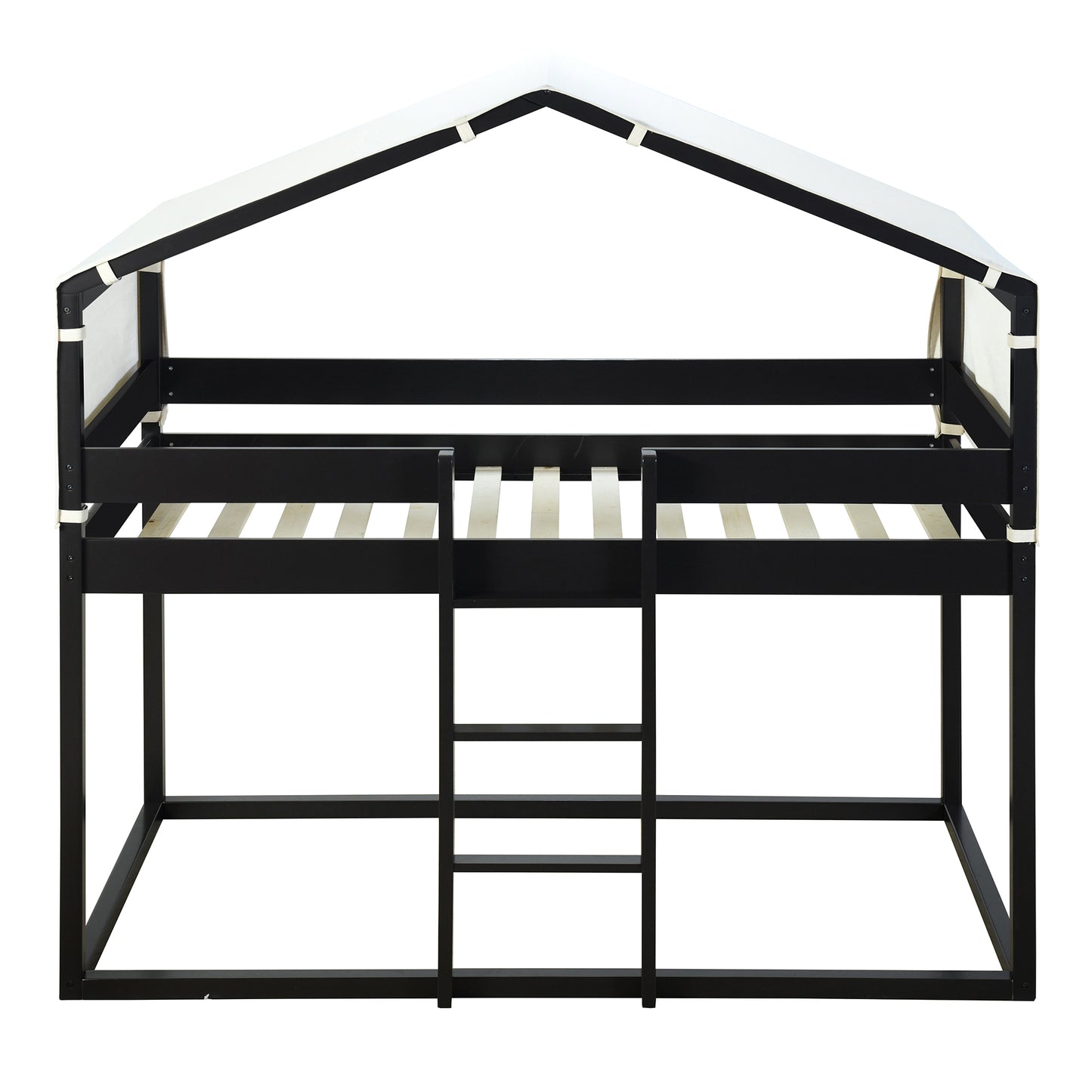 Espresso Wood Bunk Bed with Fun Tent House Design