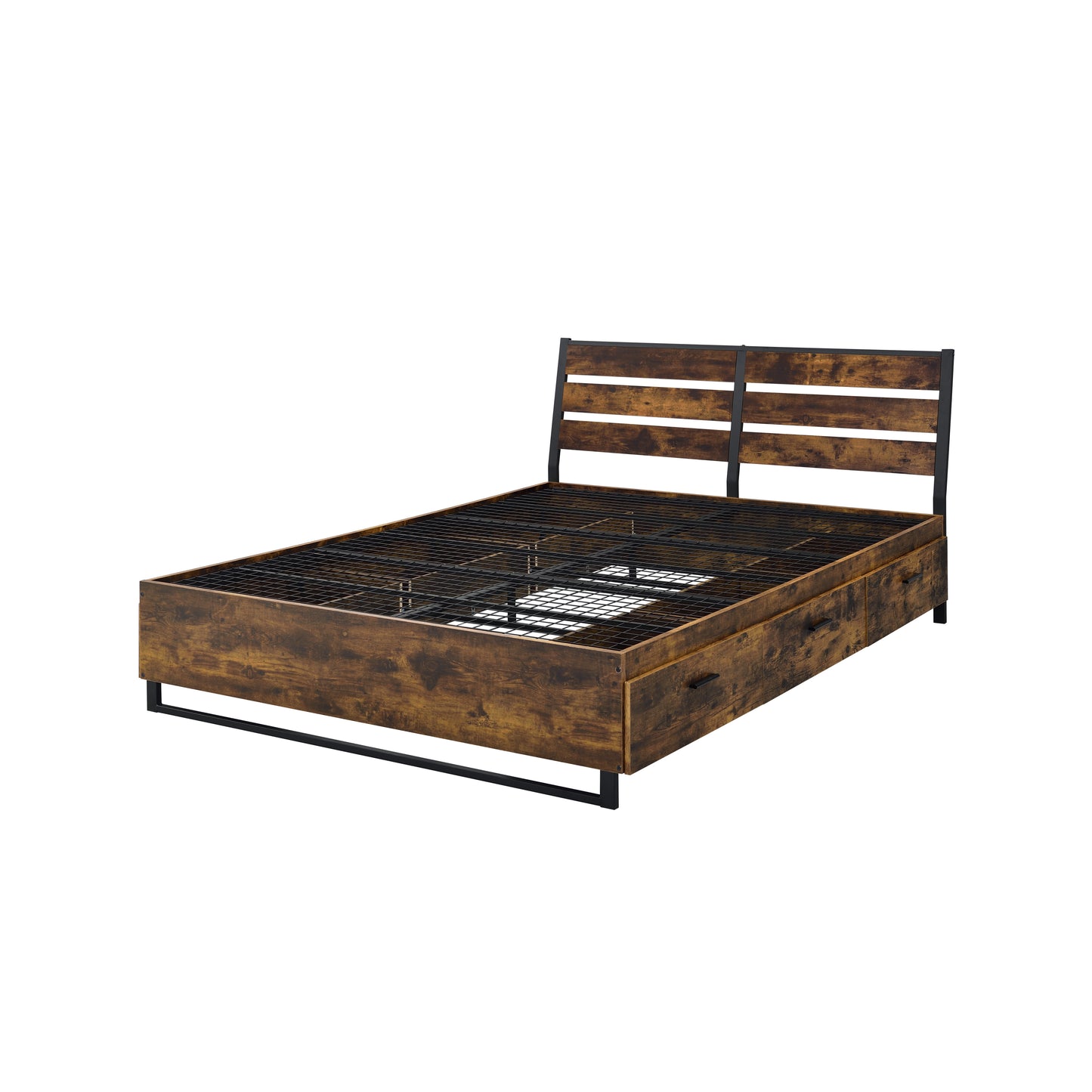 Juvanth Eastern King Bed W/Storage in Rustic Oak & Black Finish 24257EK