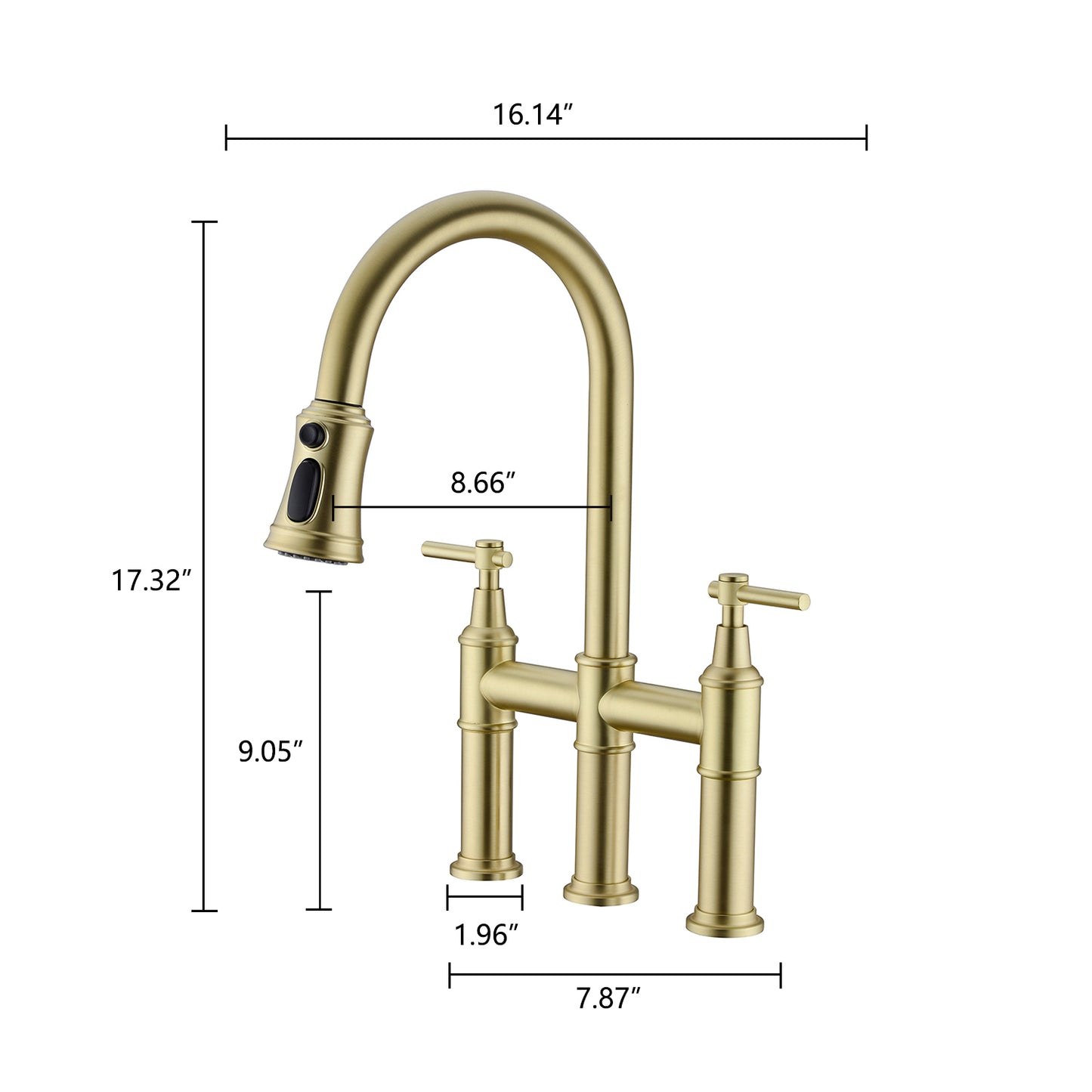 Bridge Kitchen Faucet with Pull-Down Sprayhead in Spot