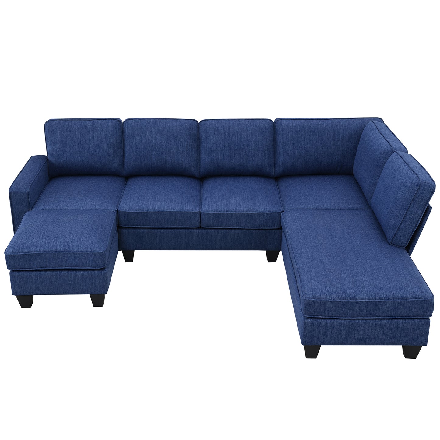 Modern L-Shaped Sectional Sofa with Convertible Ottoman and Chaise Lounge