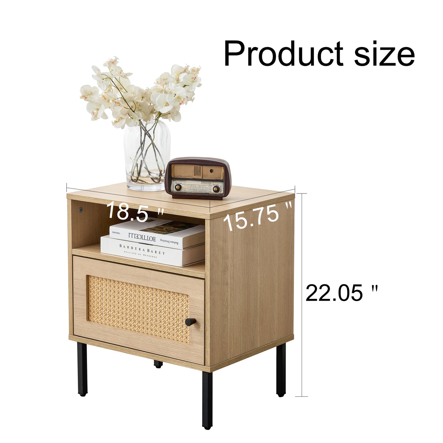 Modern simple storage cabinet MDF Board bedside cabinet Japanese rattan bedside cabinet Small household furniture bedside table.Applicable to dressing table in bedroom, porch, living room.2 Drawers