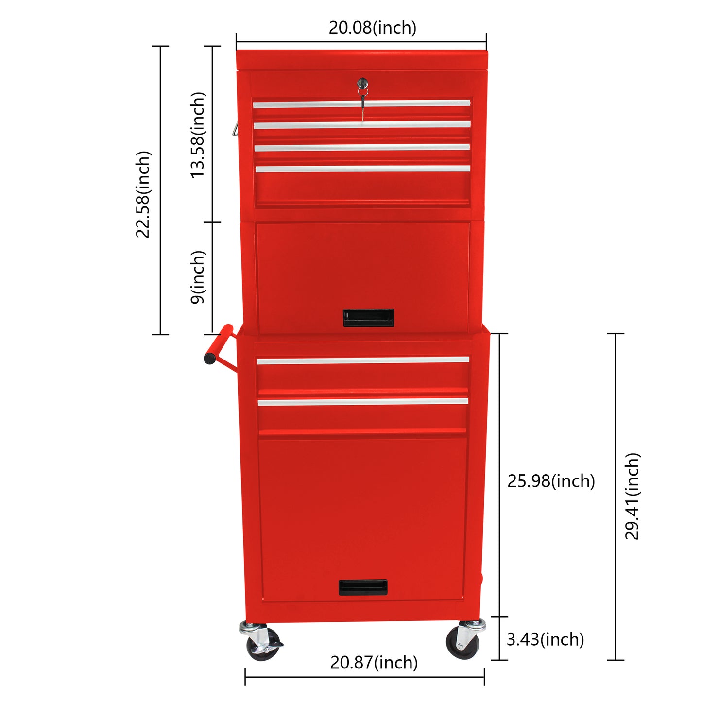 High Capacity Rolling Tool Chest with Wheels and Drawers, 6-Drawer Tool Storage Cabinet--RED