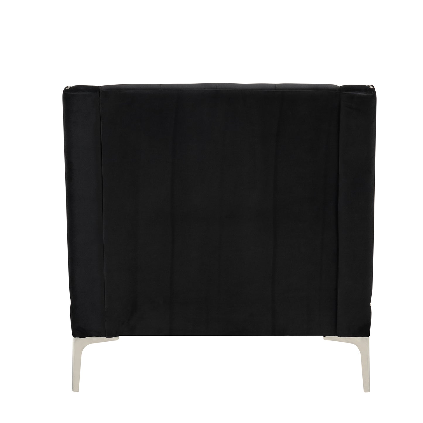 33.5 Plush Button Tufted Black Modern Sofa with Metal Legs