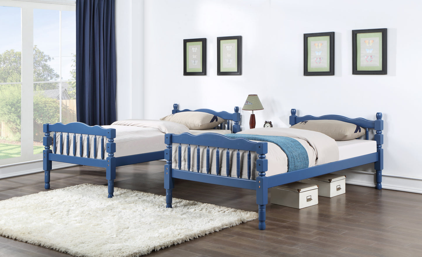 Rustic Deep Blue Twin Bunk Bed in Homestead Collection BD00865