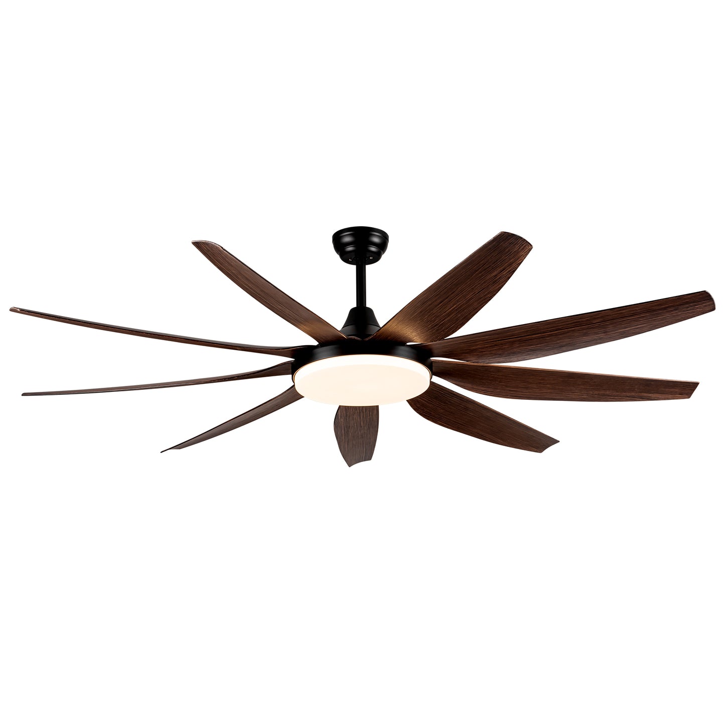 71 Rustic Integrated LED Ceiling Fan with 9 Solid Wood Blades