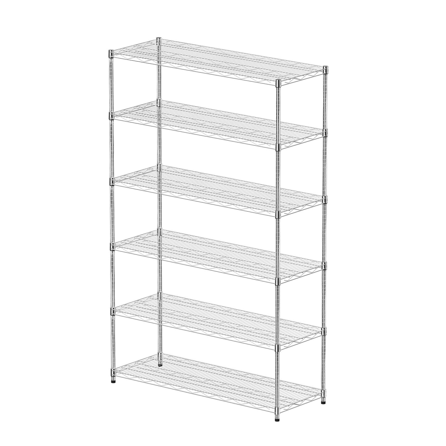 6 Tier Chrome Plated Heavy Duty Adjustable Shelves and Racks, Each Wire Shelf Holds 300 lbs, Ideal for Warehouses, Supermarkets, Balconies or Kitchens, 48.03 "L × 17.72 "W × 71.65 "H.