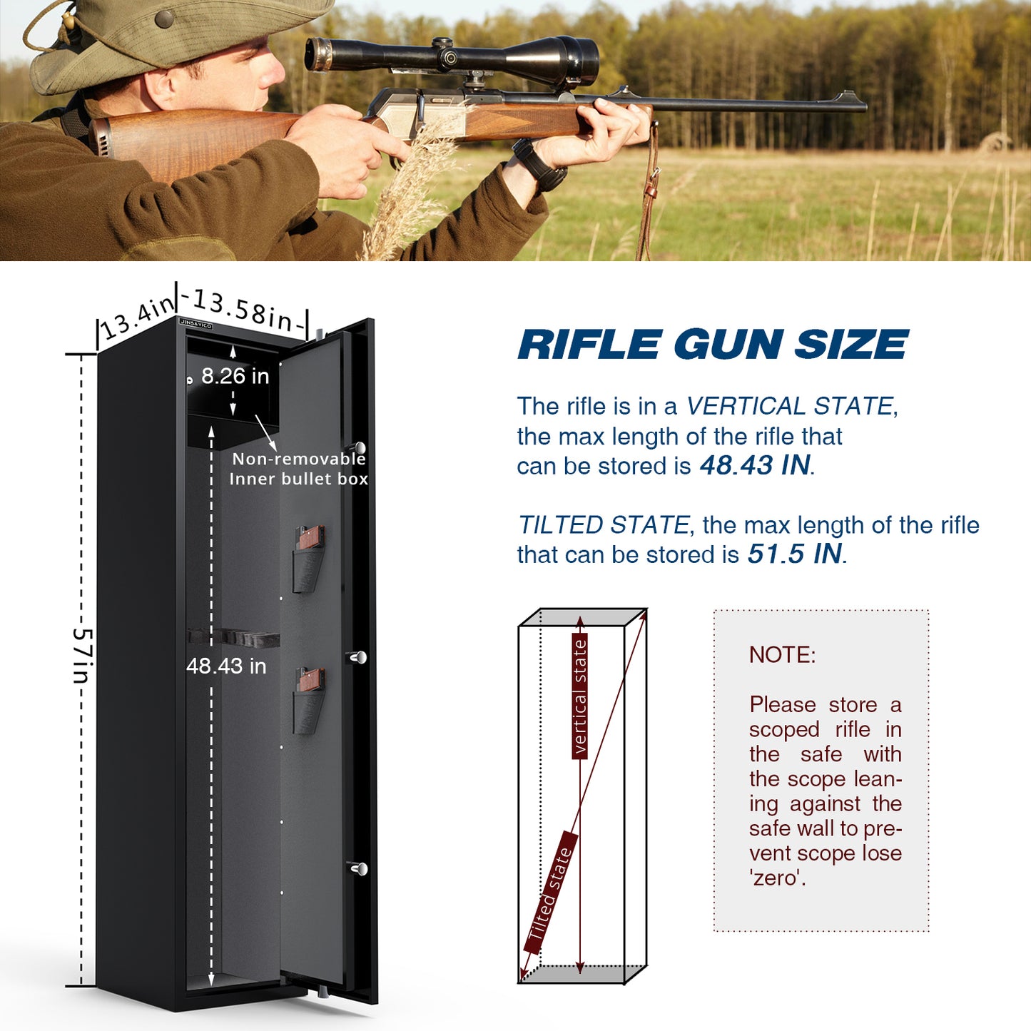 Secure 5-Gun Rifle and Pistol Safe with Quick Access, Electronic Keypad Lock