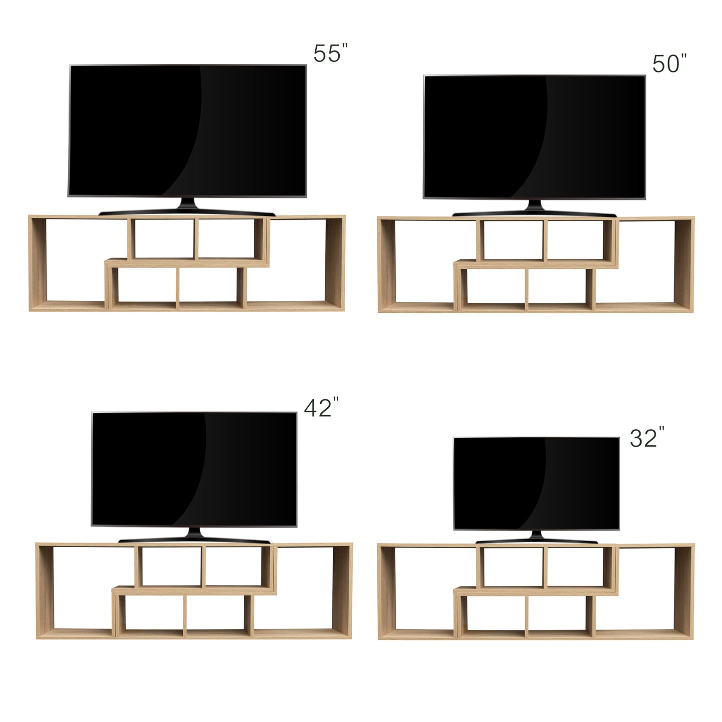 Rustic Oak Double L-Shaped Stand for Versatile Home Organization