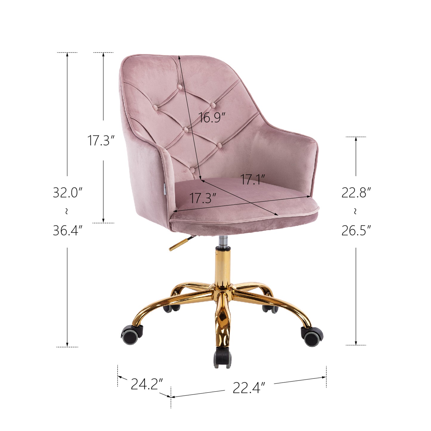 Velvet Swivel Shell Chair for Living Room ,Office chair , Modern Leisure Arm Chair  brush color