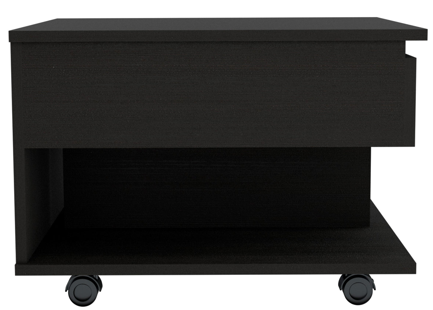 Luanda Adjustable Coffee Table with Storage Shelf - Sleek Black