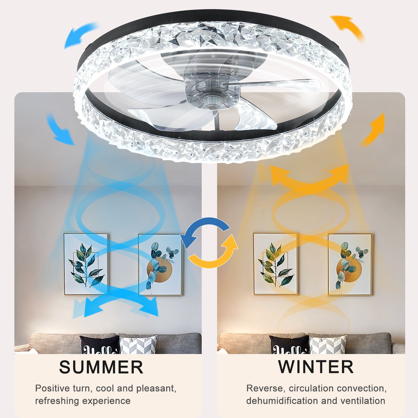 Dimmable LED Ceiling Fan with Modern Acrylic Design