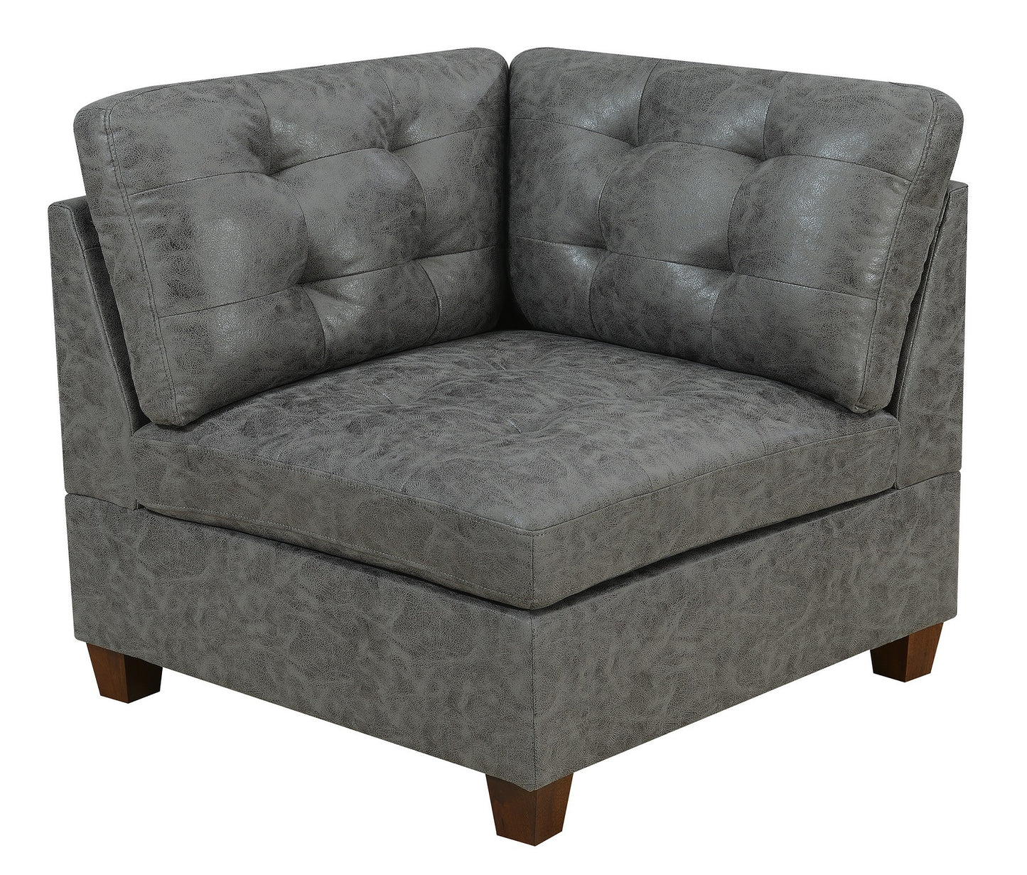 Antique Grey Modular Living Room Sofa Set With Breathable Leatherette, Tufted Detailing, and Modular Design