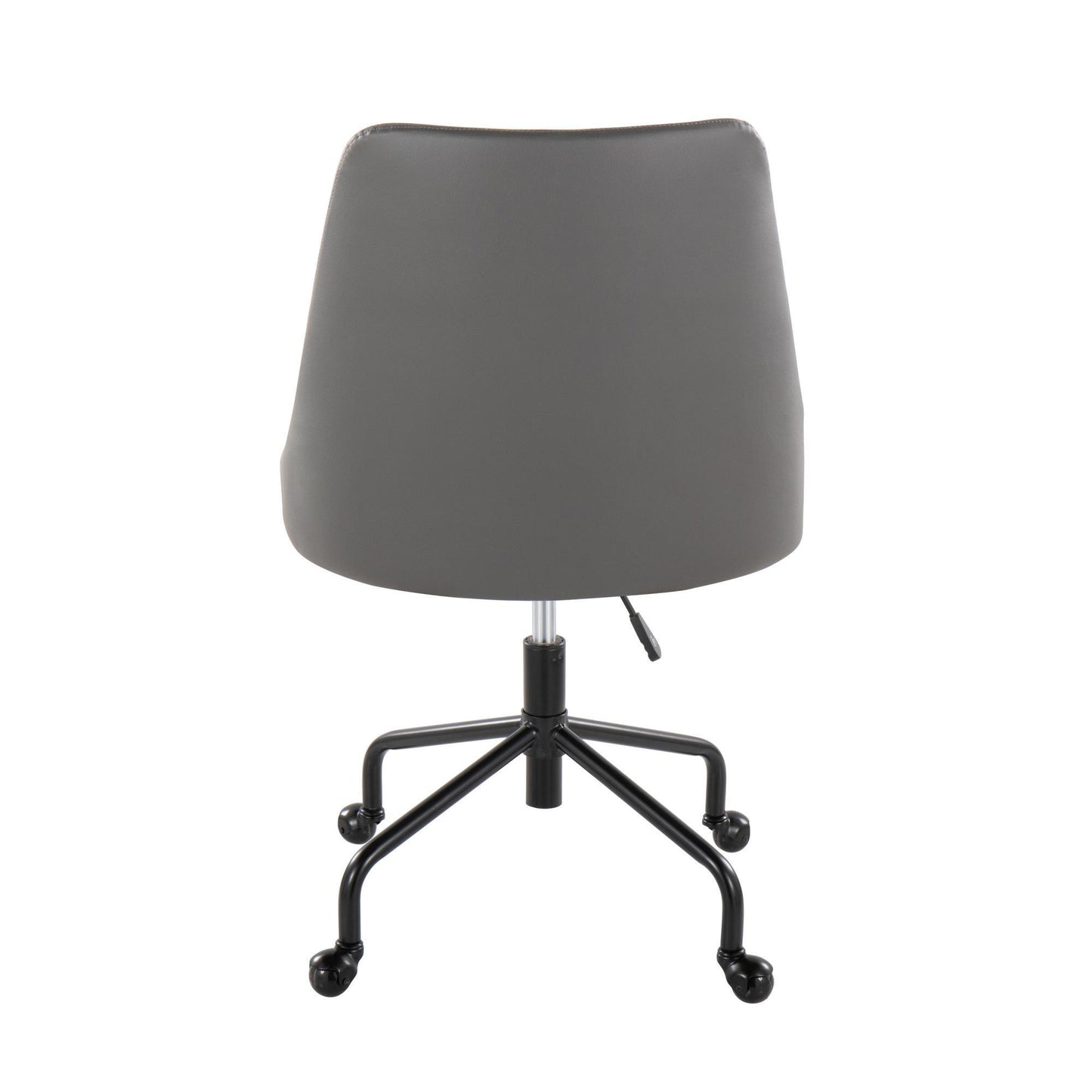 Marche Contemporary Adjustable Office Chair with Casters in Black Metal and Grey Faux Leather by LumiSource