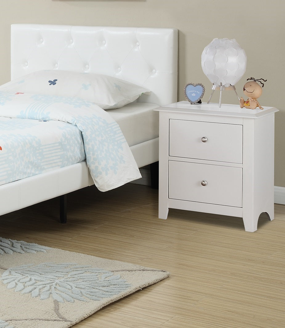 Bedroom Bed Side Table 1x Nightstand White Color Wooden 2 Drawers Table Nightstands