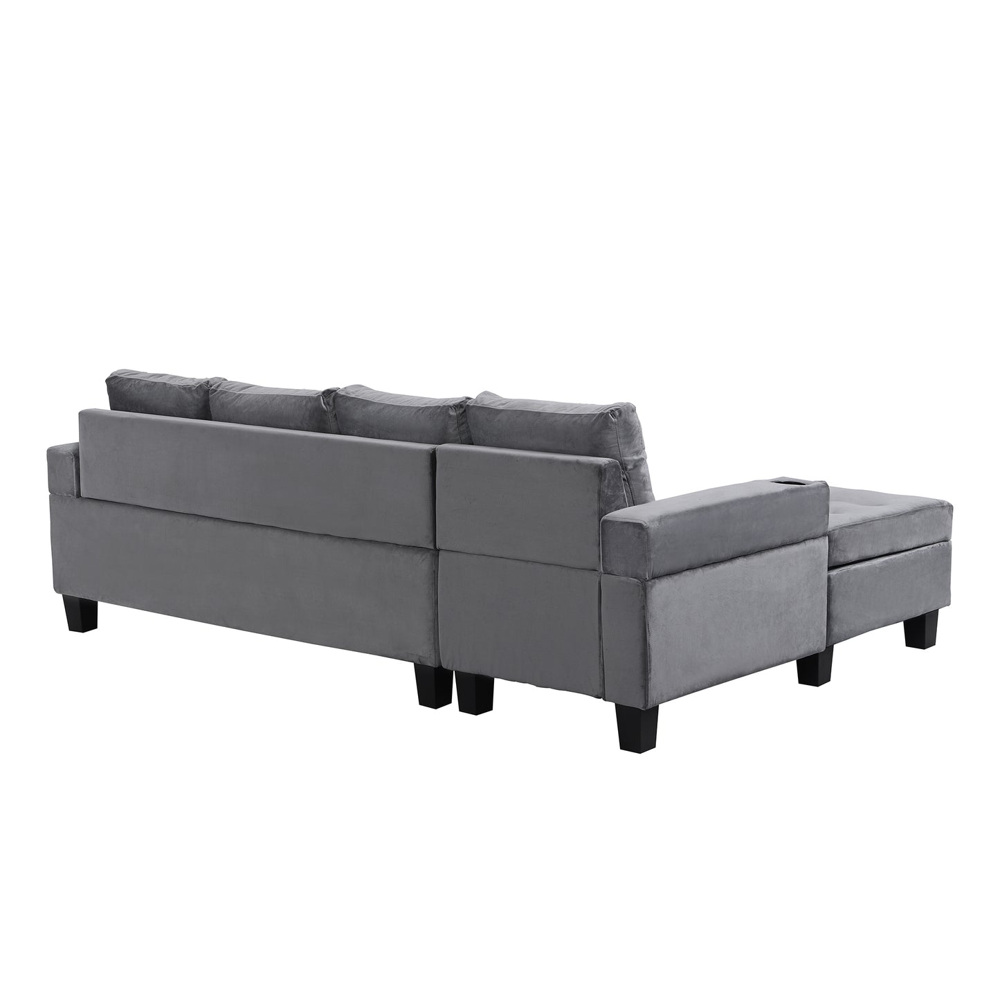 Sectional Sofa Set for Living Room with L Shape  Chaise Lounge ,cup holder and  Left  Hand with Storage Chaise  Modern 4 Seat (Grey) 
-LEFT CHAISE WITH STORAGE