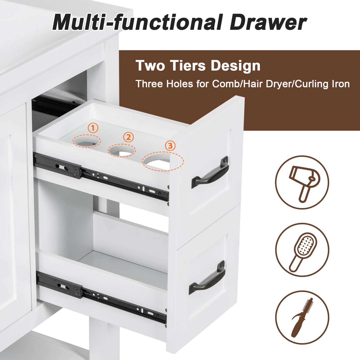 30" Bathroom Vanity without Sink Top, Cabinet Base Only, Vanity with Multi-Functional Drawer, White