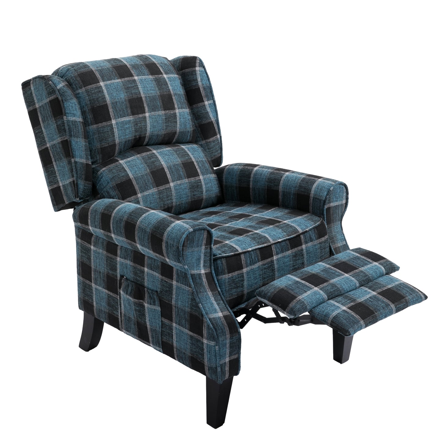 Vintage Armchair Sofa Comfortable Upholstered leisure chair / Recliner Chair for Living Room(Blue Check)