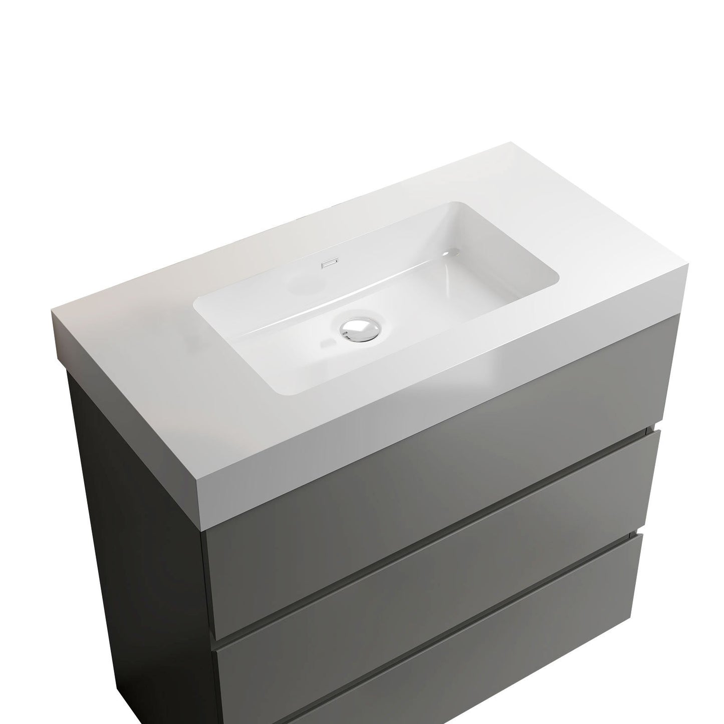 Alice-36F-102,Floor cabinet WITHOUT basin,Gray color,With three drawers