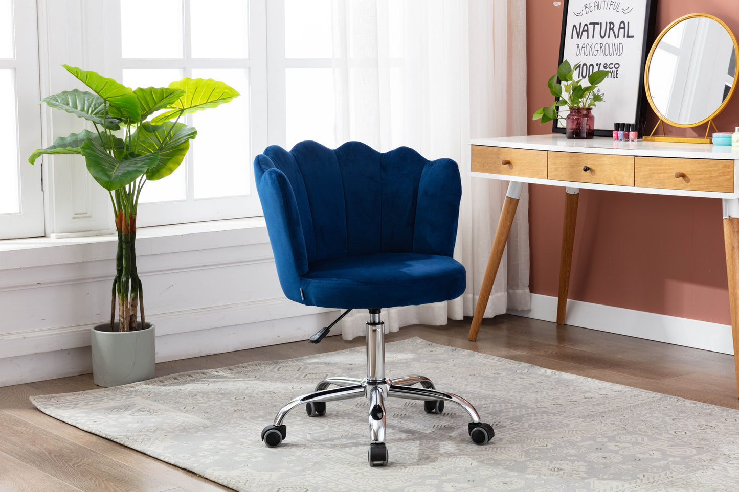 Swivel Shell Chair for Living Room/Bed Room, Modern Leisure office Chair  Blue