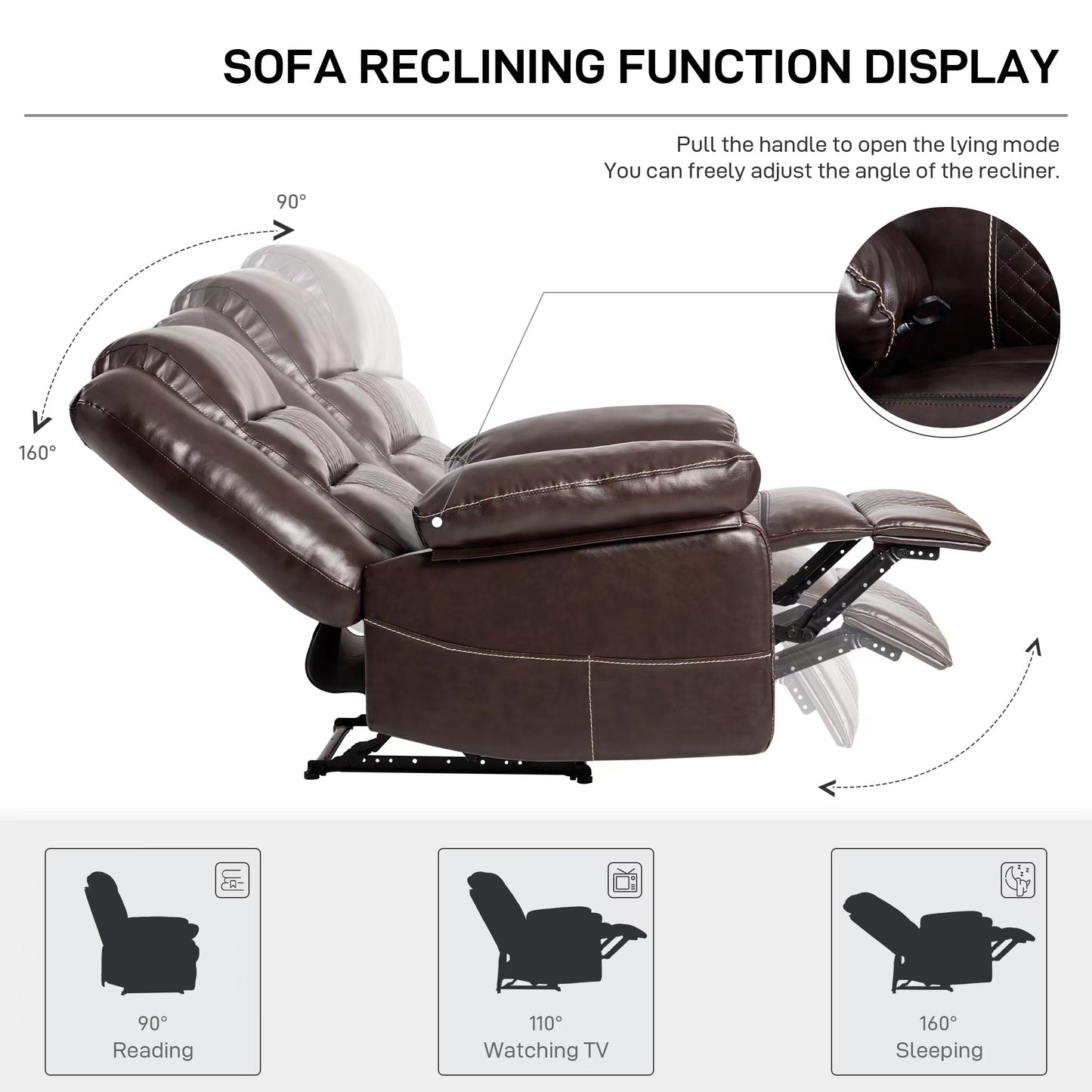 Breathable Leather Massage Recliner Chair with Lumbar Heating and Multi-Reclining Mode