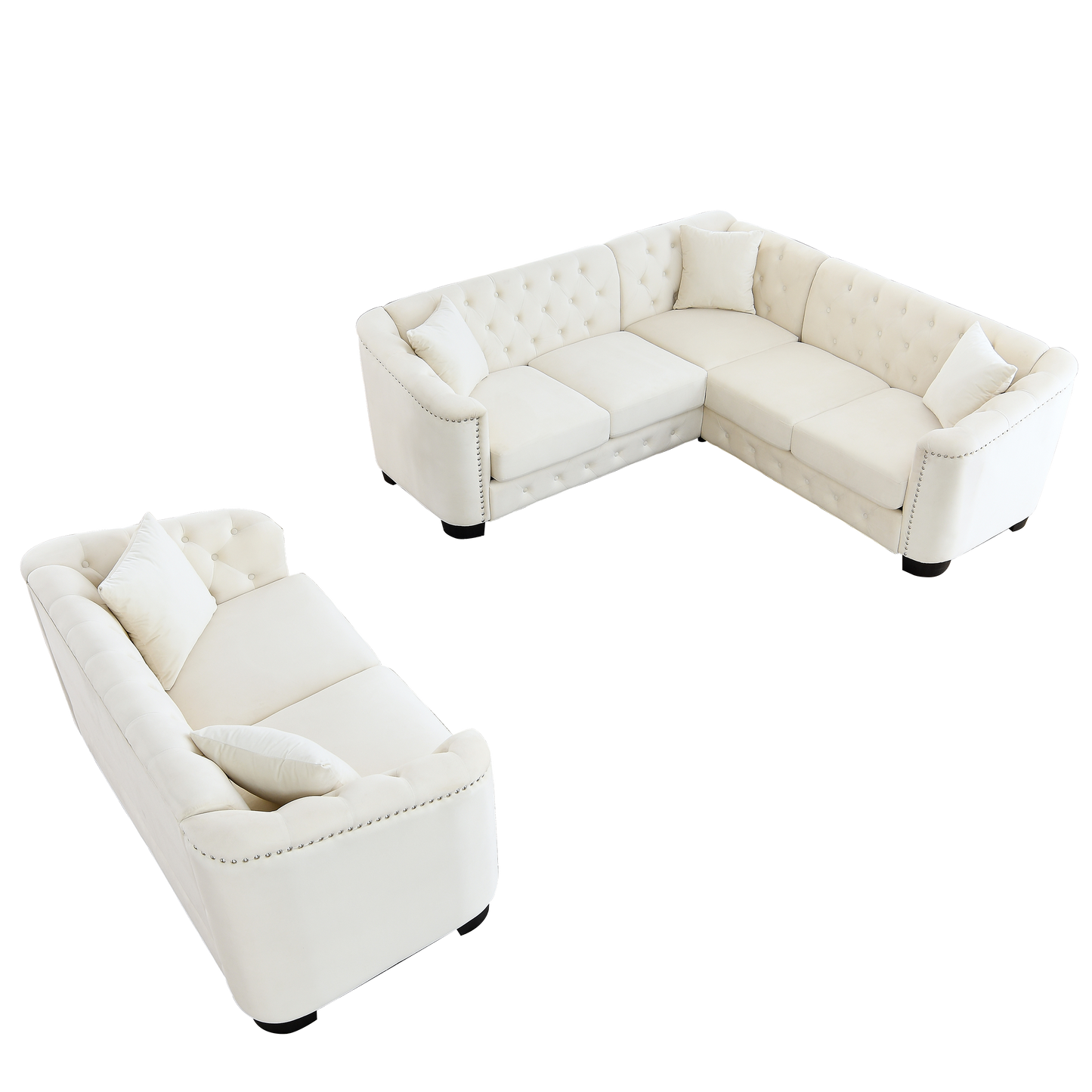 corner sofa+2-seater Combination sofa.Velvet beige