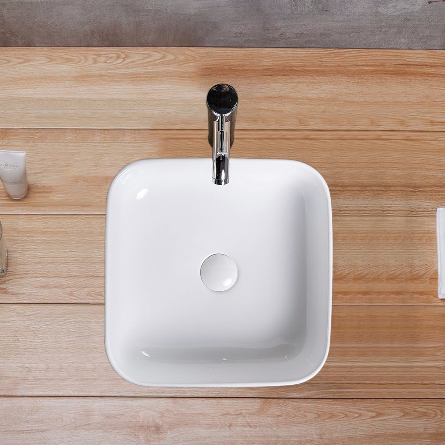 Vessel  Bathroom Sink Basin in White Ceramic