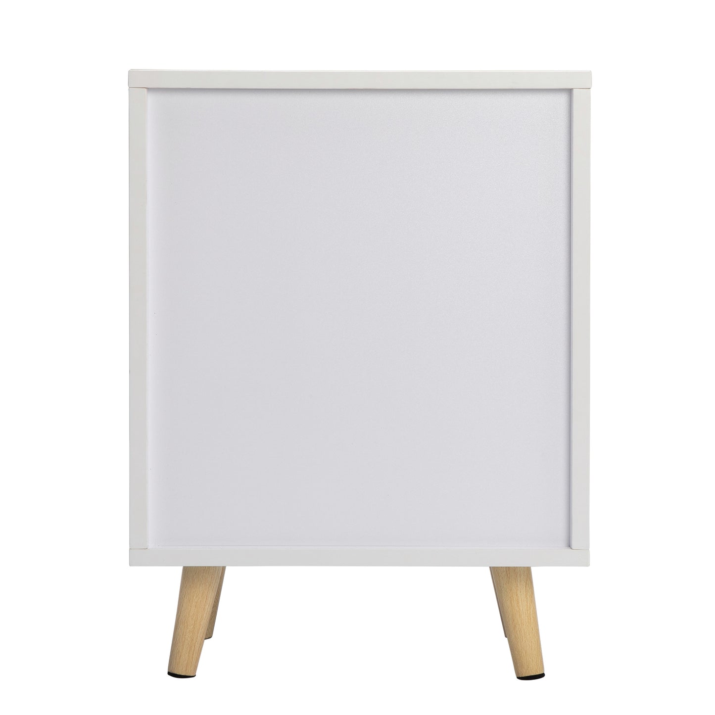 2 of Bedside Cupboard with 1 Drawer and Short Legs, End Table with Storing Shelf, Indoors, White