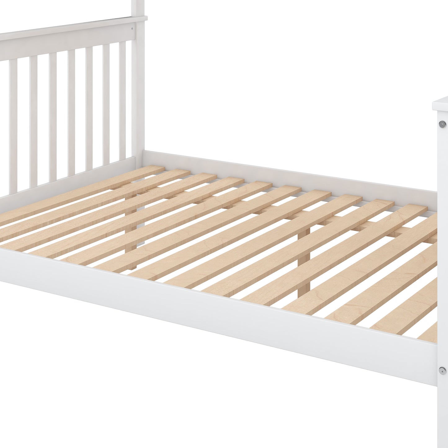 White Twin over Full Bunk Bed with Trundle and Staircase for Shared Sleeping Spaces