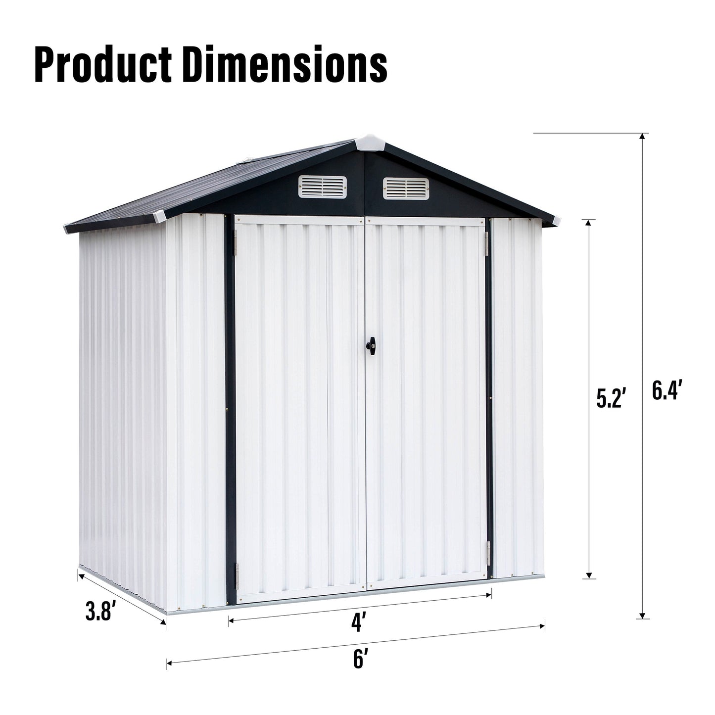 Outdoor Storage Shed, 6x4 ft Metal Sheds & Outdoor Storage Garden Tool Bike Shed with Lockable Door, Waterproof Design for Backyard, Patio, Lawn