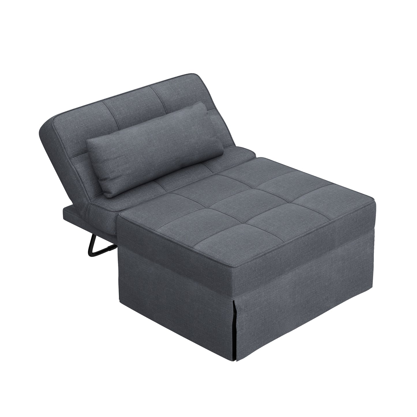 Elegant Dark Grey Upholstered Recliner Ottoman with Metal Frame for Stylish Comfort