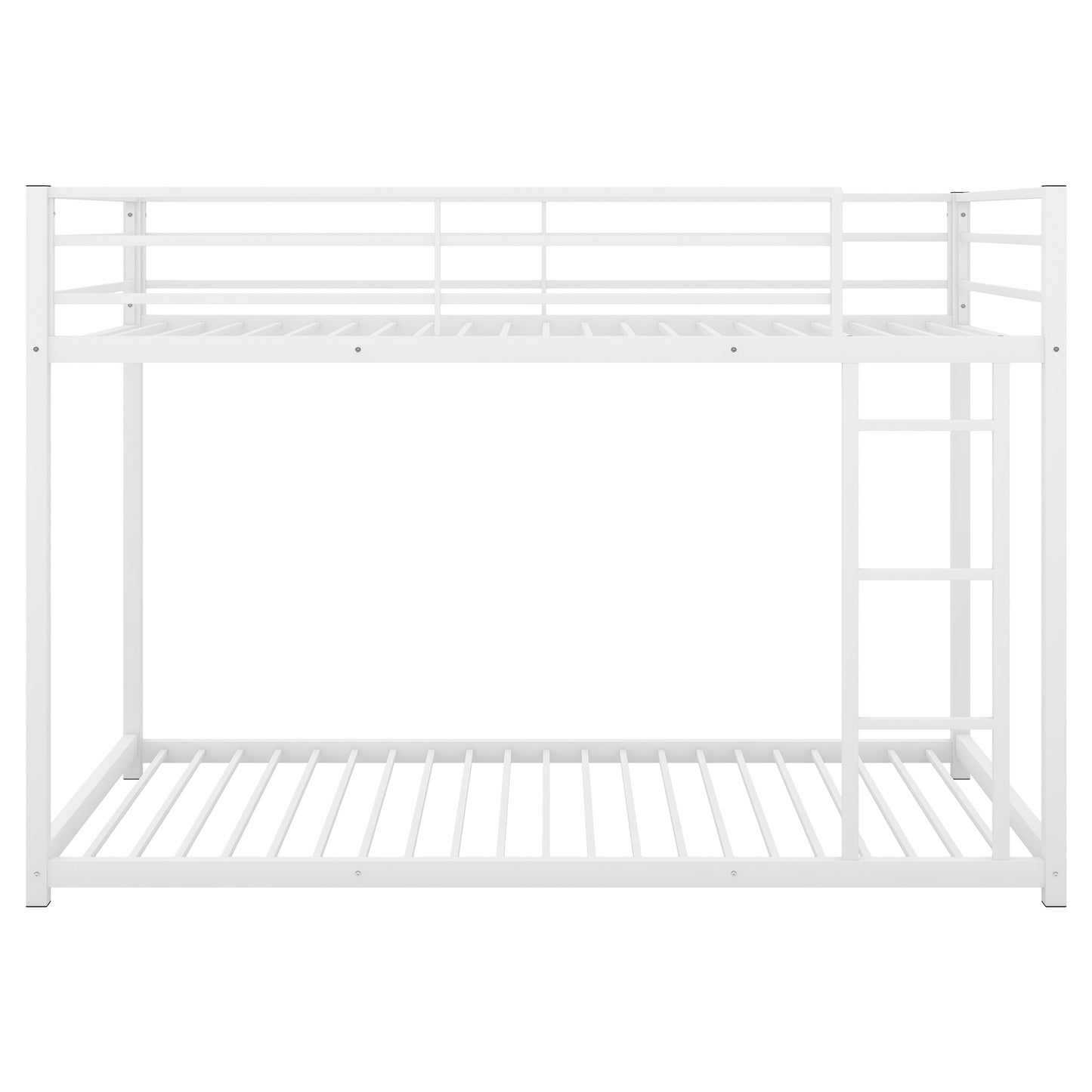 Metal Bunk Bed with Ladder, Twin over Twin, White Finish - Stylish and Functional Twin Metal Bunk Bed