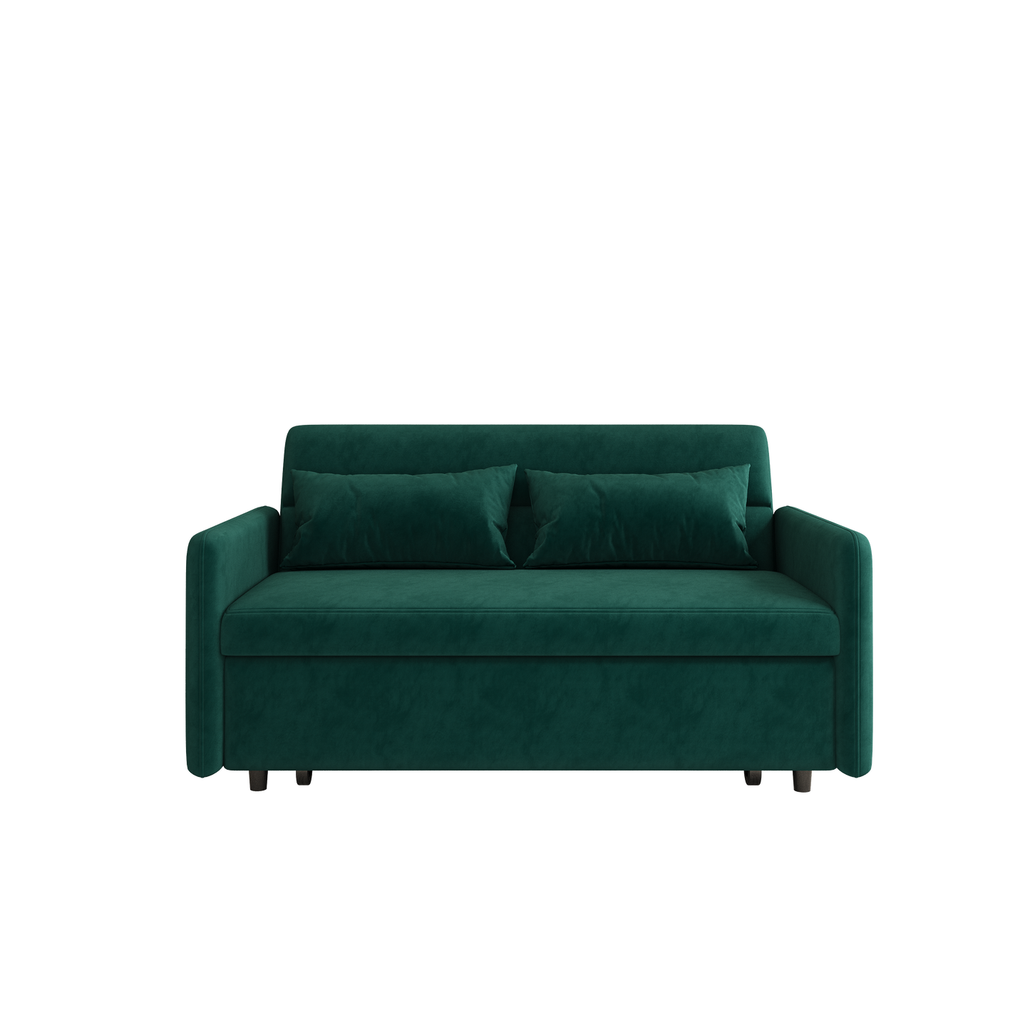 Sofa Pull Out Bed Included Two Pillows 54" Green Velvet Sofa for Small Spaces