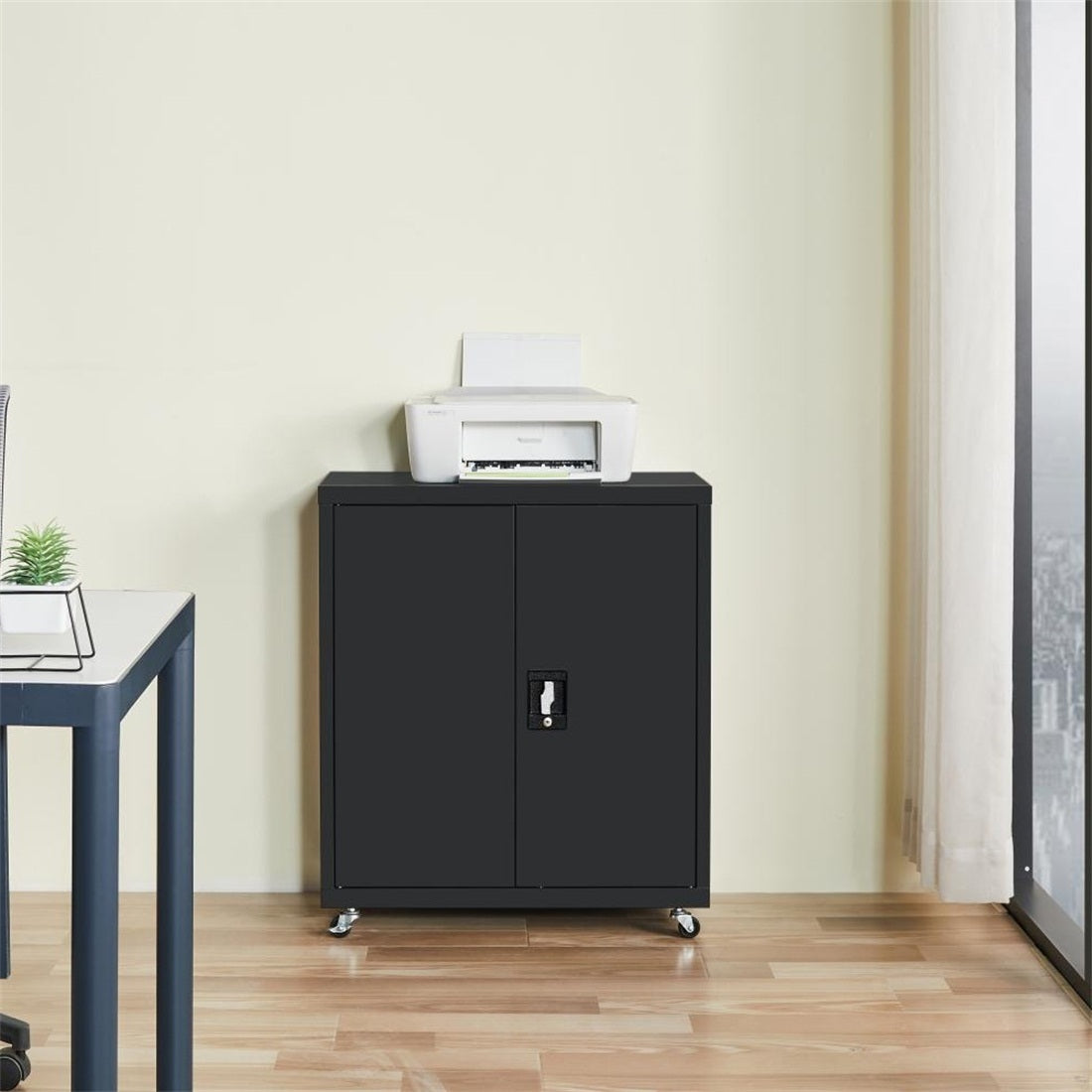 1-Shelf Metal Filing Cabinet with Lock for Home and Office Storage