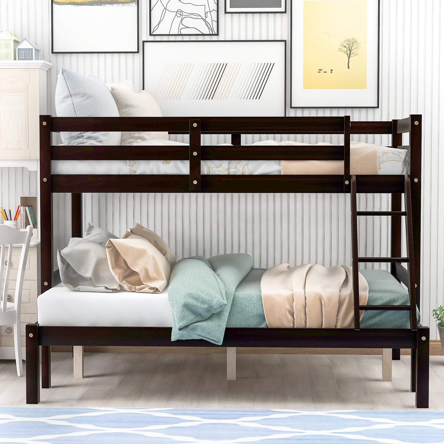 Elegant Twin Full Espresso Bunk Bed with Maximized Space