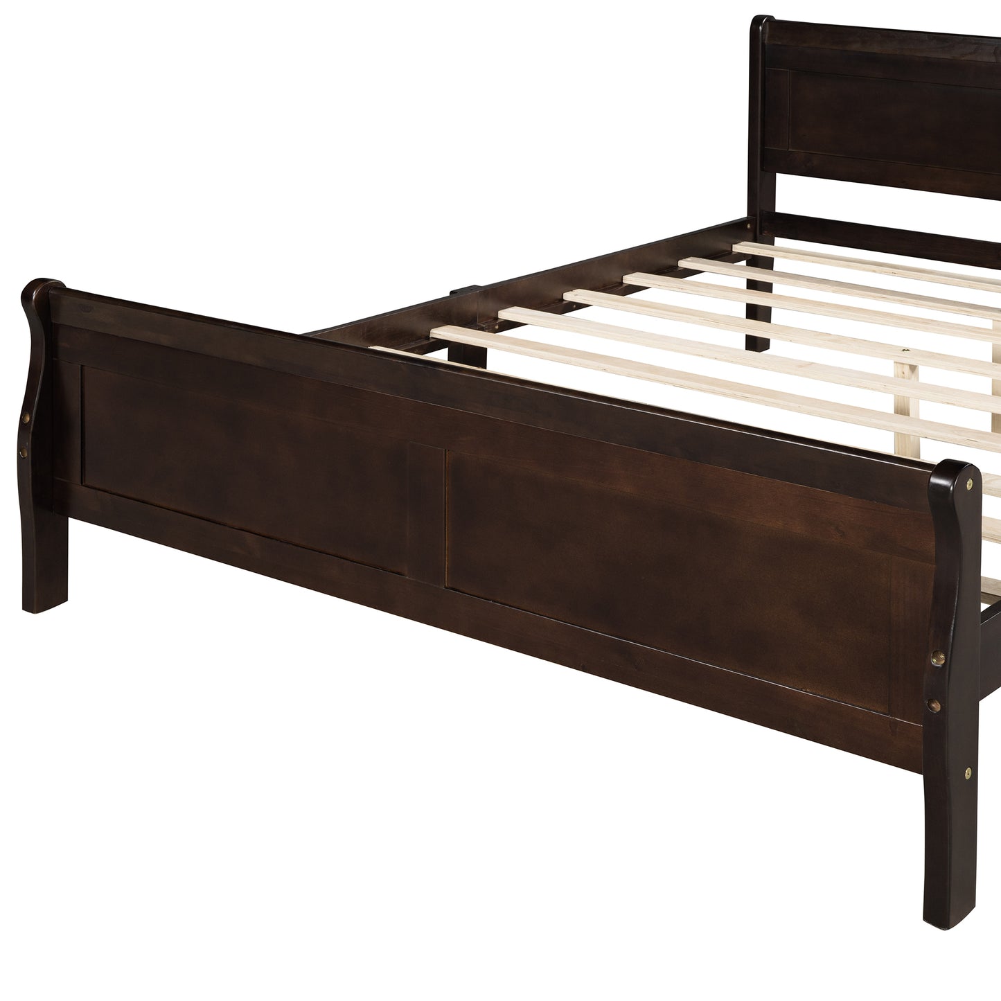 Full Size Wood Platform Bed with Headboard and Wooden Slat Support (Espresso)