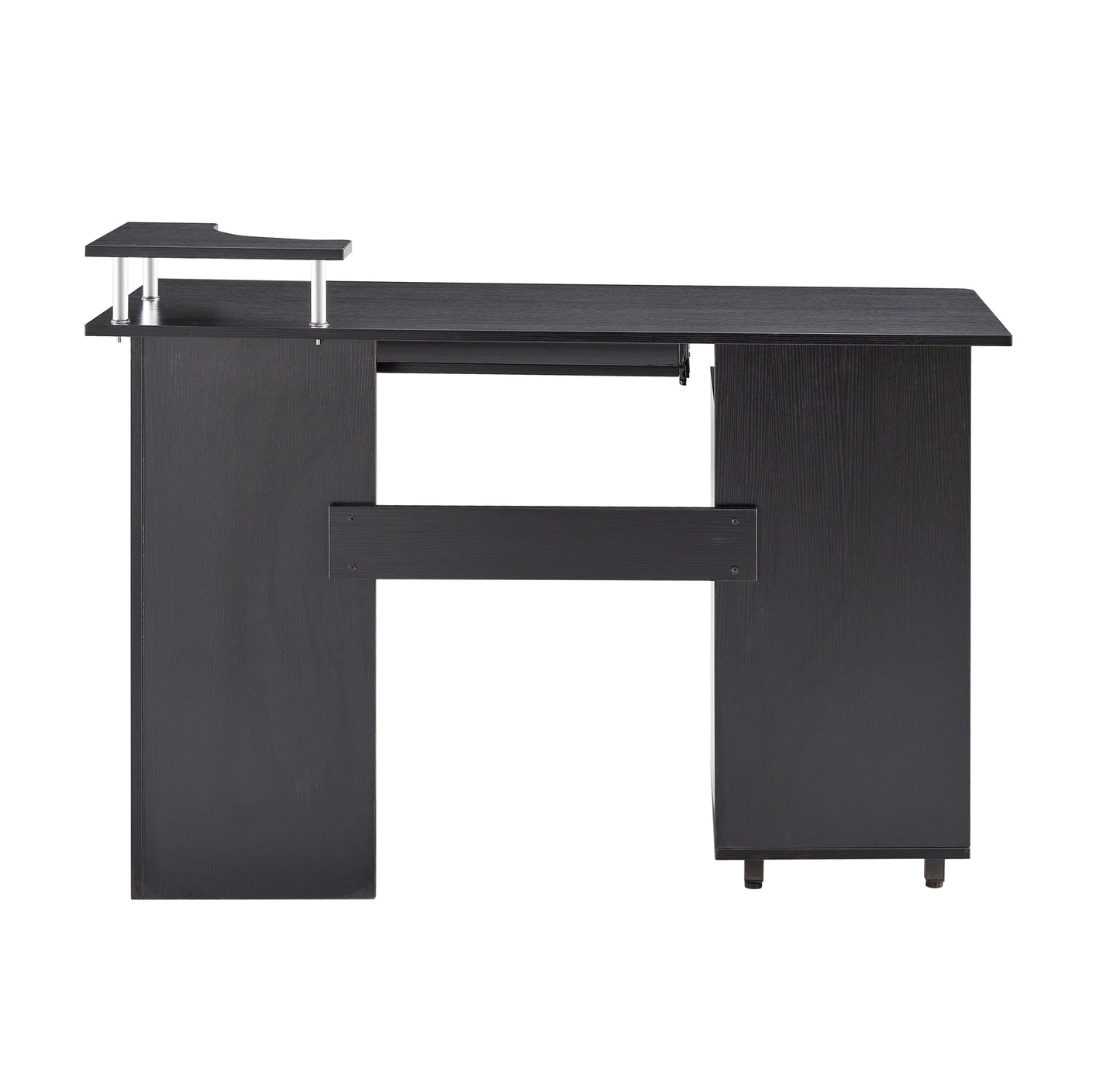 Sleek Black Solid Wood Computer Desk with Storage Shelves and Planting Shelf - 47.24''L x 21.65''W x 34.35''H