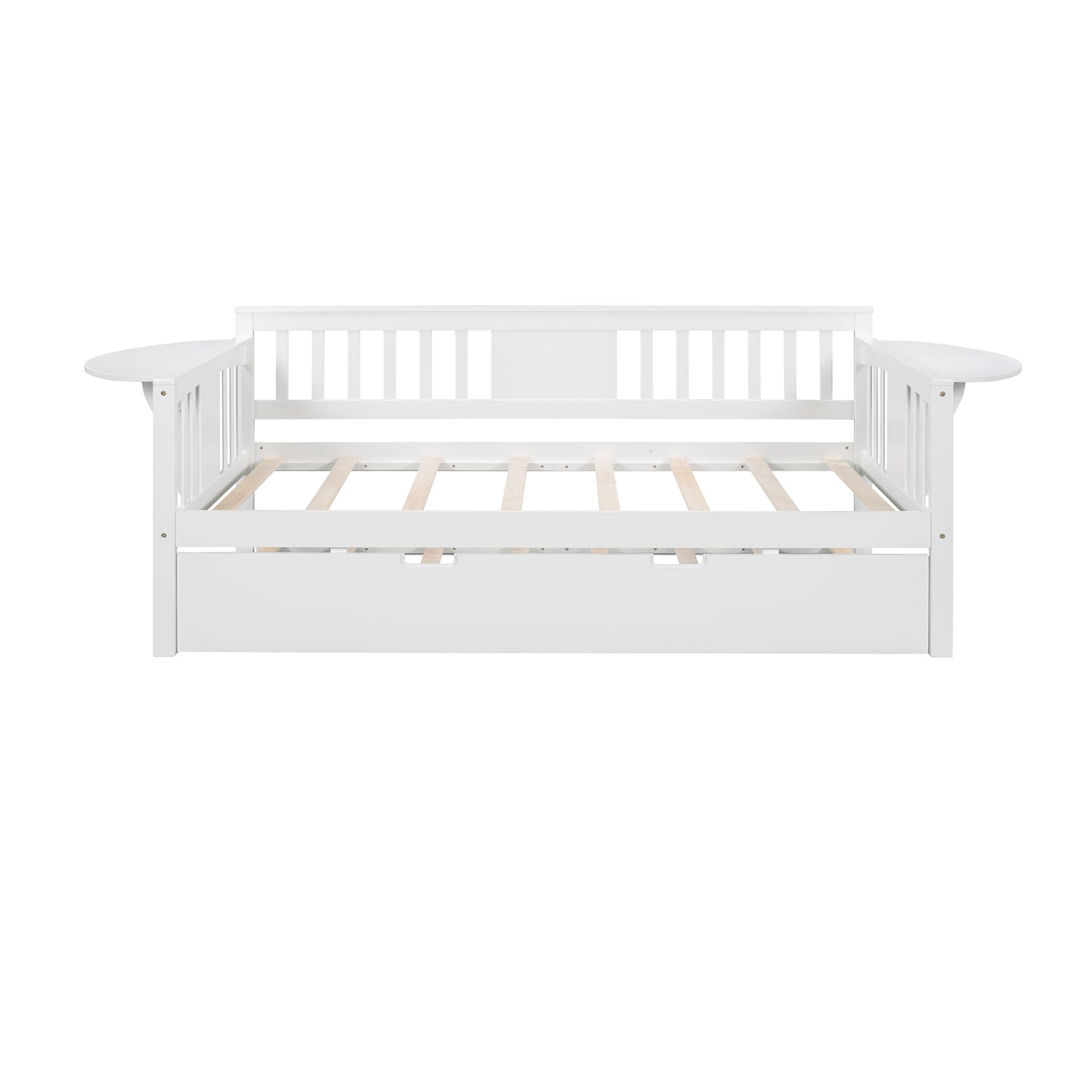 Twin Wooden Daybed with Trundle Bed  , Sofa Bed for Bedroom Living Room, White