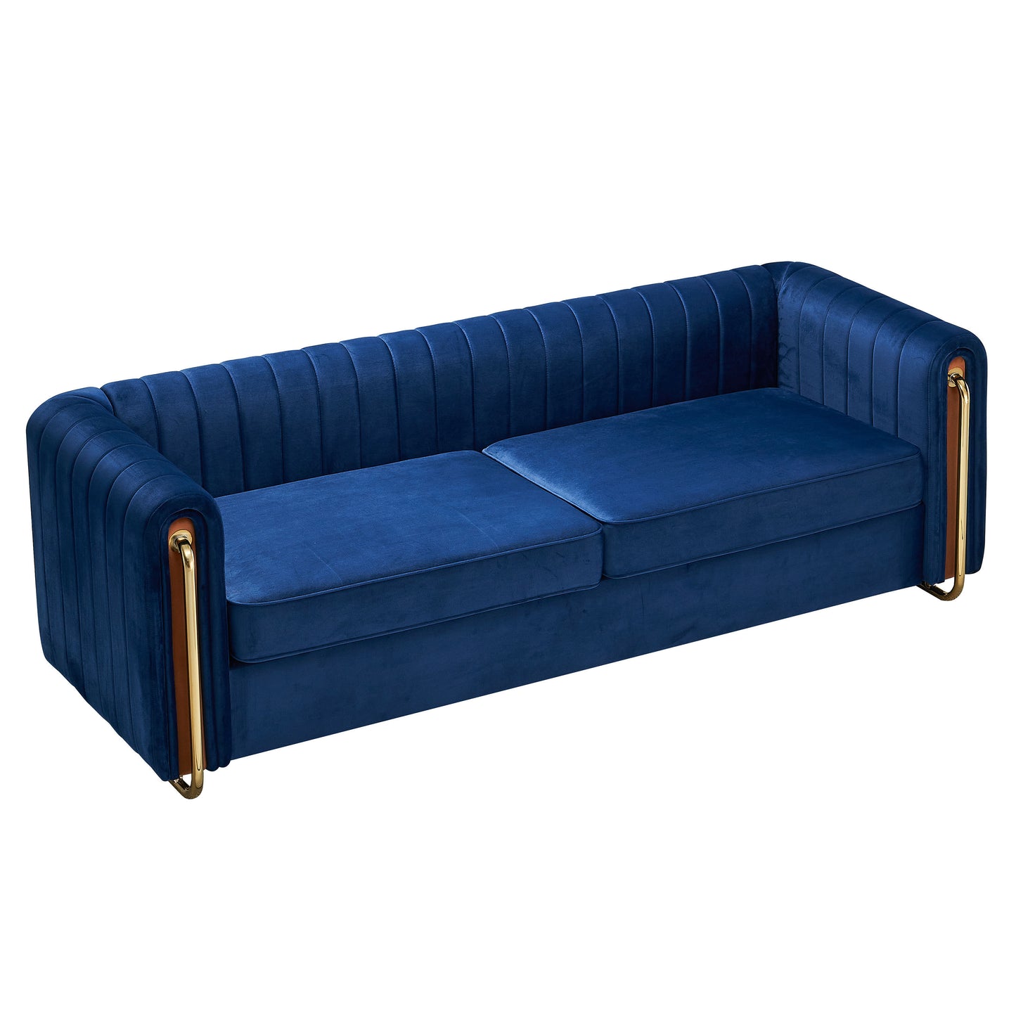 Contemporary Velvet Sofa Couch 84.25''W for Living Room, Blue