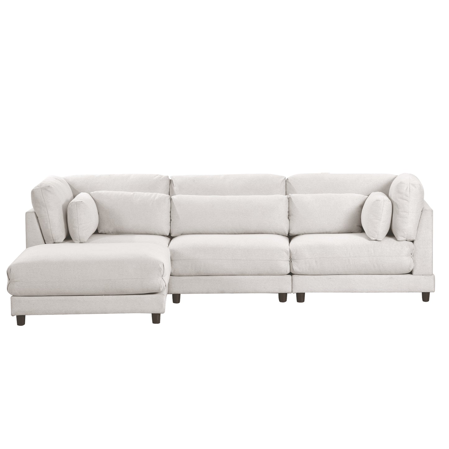 U_STYLE 2 Pieces L shaped Sofa with Removable Ottomans and comfortable waist pillows