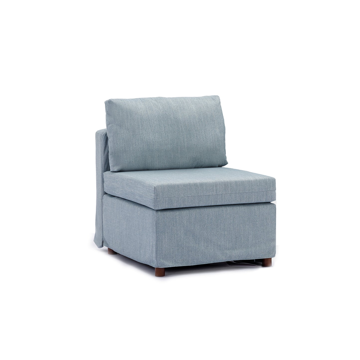 Light Blue 2 Seat Sectional Sofa Set with Ottoman and Removable Washable Cushions