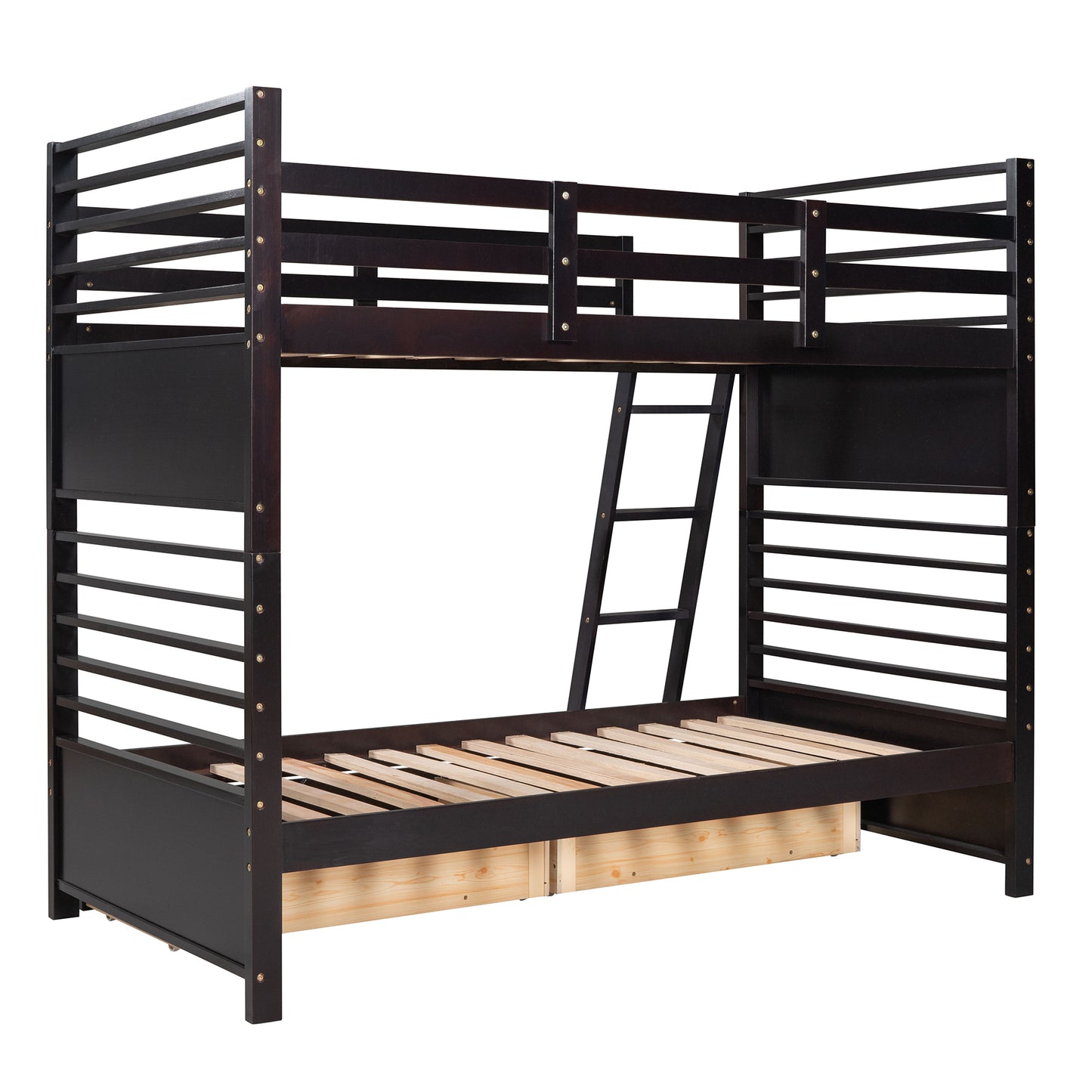 Espresso Twin Bunk Bed with Storage Drawers for Space Optimization