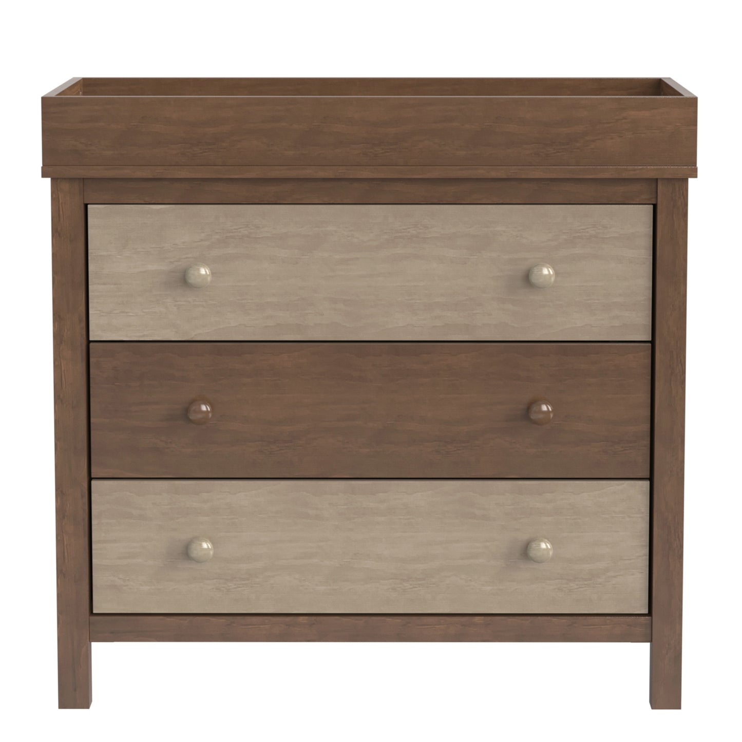 3-Drawer Changer Dresser with Removable Changing Tray in Brown