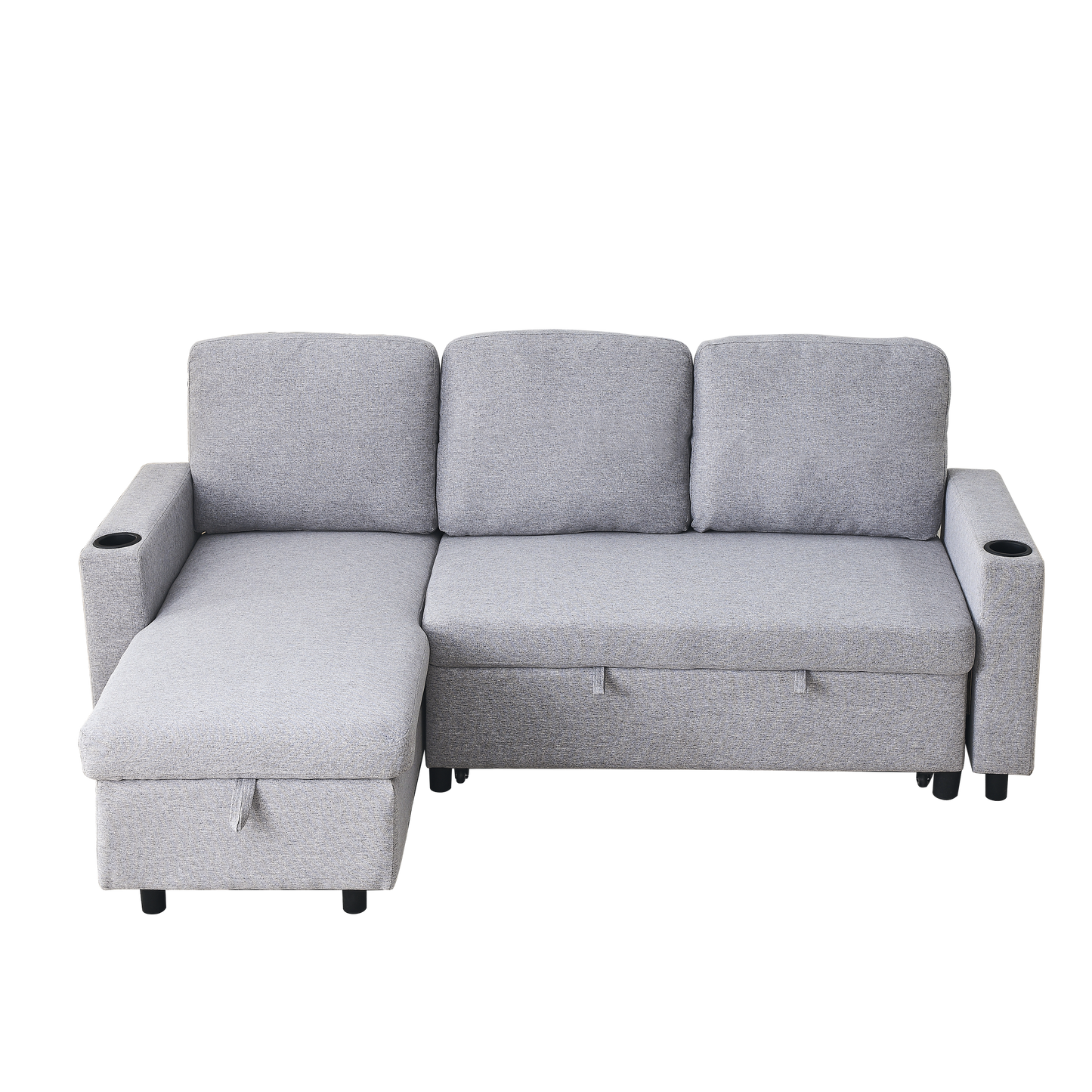 FX78.7"Comfortable Linen L-Shaped Combo Sofa Sofa Bed, Living Room Furniture Sets for Tight Spaces, Reversible Sleeper Combo Sofa with Pullout Bed,Reversible Sofa Bed for Living Room, Office, Apartmen