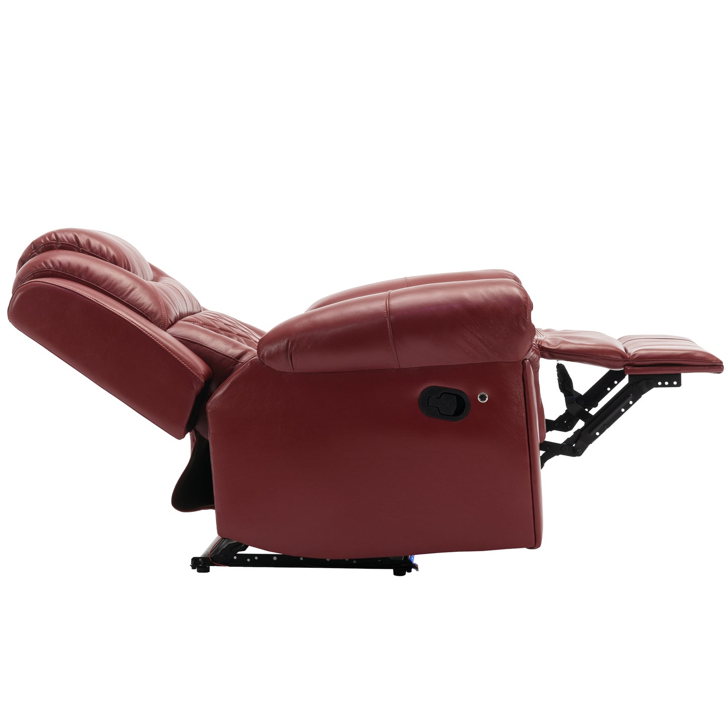 Luxurious LED-Lit Red Leather Manual Recliner Chair for Home Theater