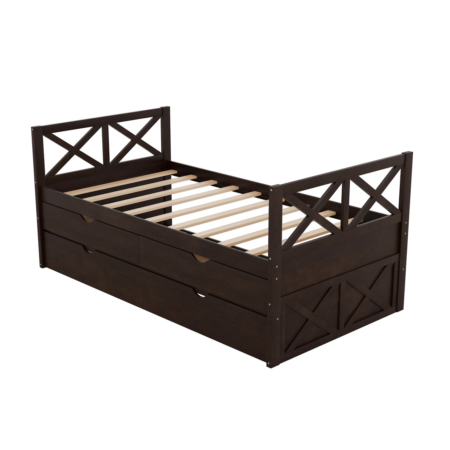 Multi-Functional Daybed with Drawers and Trundle, Espresso