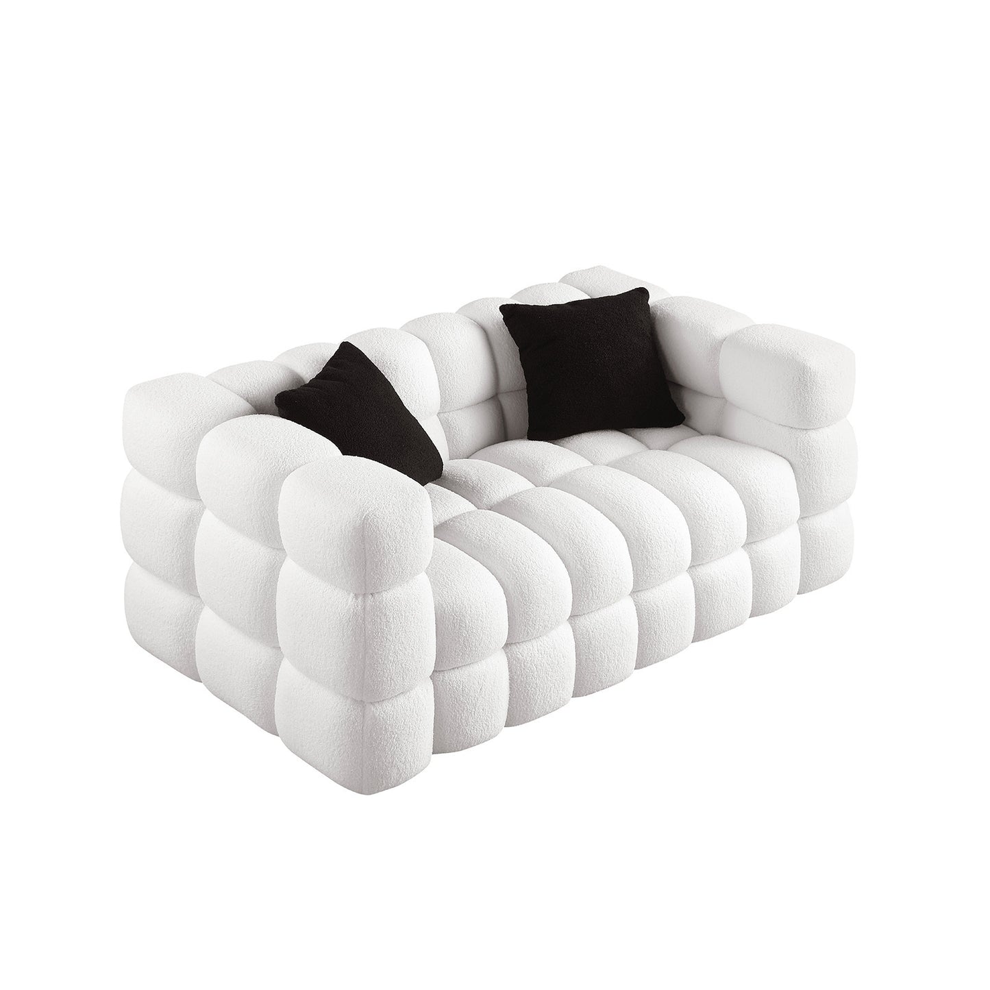 Plush Boucle White 3-Seater Marshmallow Sofa